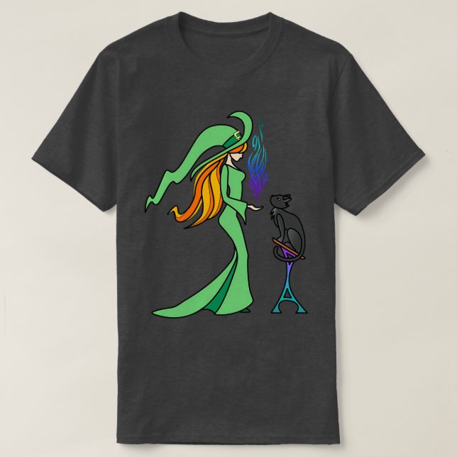 Camiseta La Bruja Verde Redhead Haciendo Mágica (Diseño del anverso)