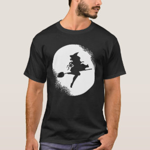 Camiseta La bruja vuela en una escoba a la bruja de Hallowe