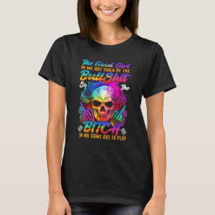 Camiseta La Buena Chica En Mí Tatuaje Calavera Rosa En Espa