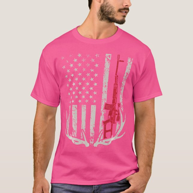 Camiseta La cacería de ciervos de la bandera estadounidense (Anverso)