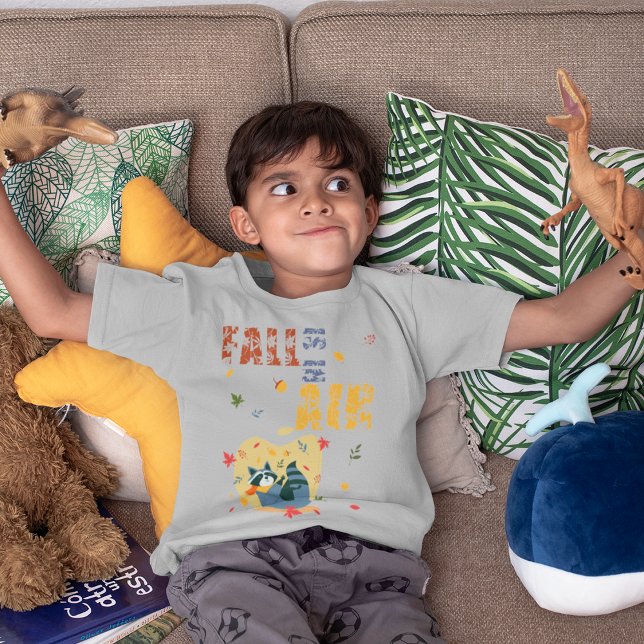 Camiseta La Caída Está En El Aire Con El Raccoon Del Giro (Fall Is In Air With Swinging Raccoon T-Shirt)