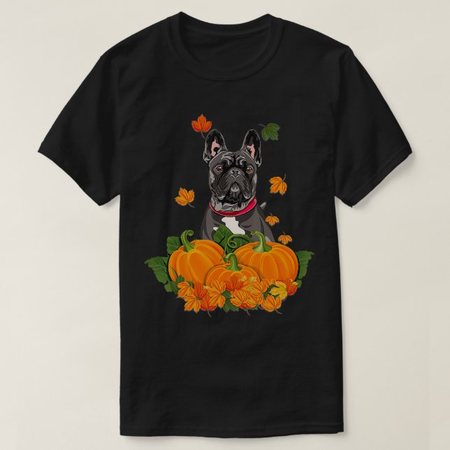 Camiseta La calabaza de Acción de Gracias del Bulldog franc (Diseño del anverso)