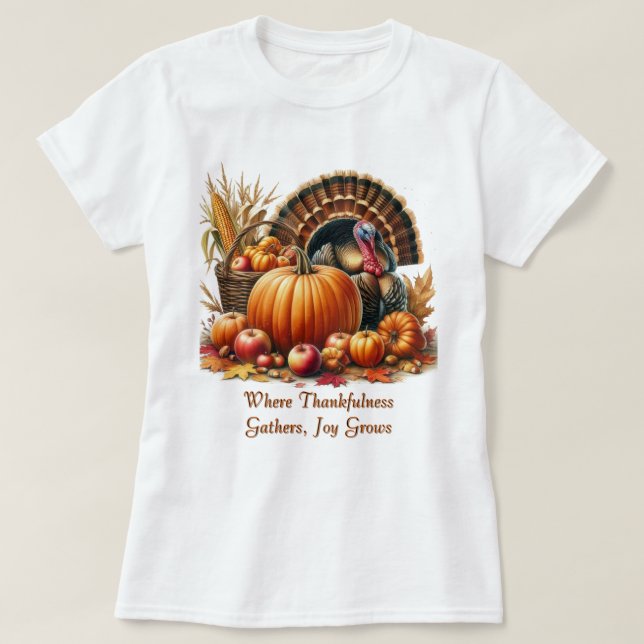 Camiseta La Calabaza de Acción de Gracias Turquía (Diseño del anverso)