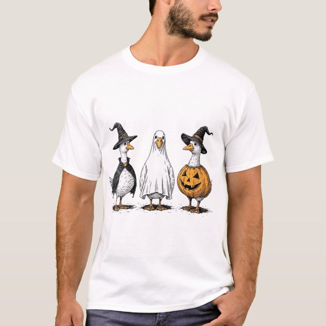 Camiseta La calabaza de Halloween en Geese Fall Boo (Anverso)