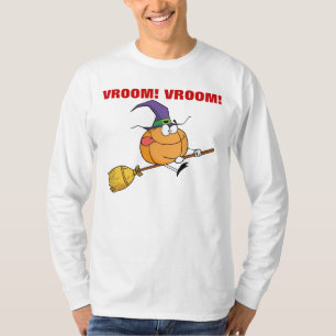 Camiseta La calabaza va Vroom Vroom en la escoba de bruja