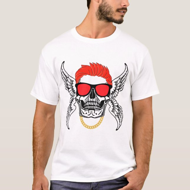 CAMISETA LA CALAVERA CON ALAS Y GAFAS (Anverso)