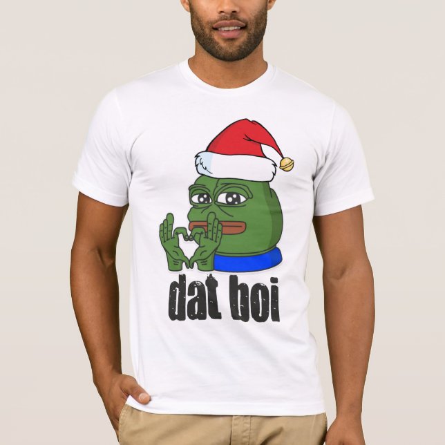 Camiseta La cara divertida de Dat Boi con el Gorra Navidad (Anverso)