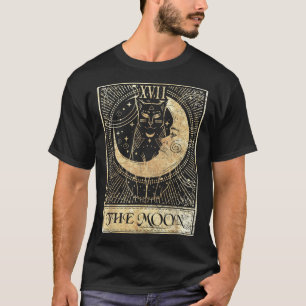 Camiseta La carta de la luna Tarot Crescent Cat Night Hallo