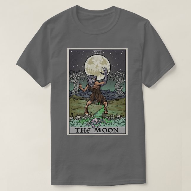 Camiseta La carta de la luna Tarot Gótica Halloween Werewol (Diseño del anverso)
