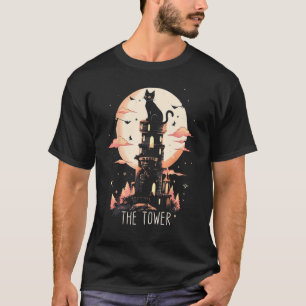 Camiseta La carta de la torre Cat Tarot Witchy Wicca Gothic