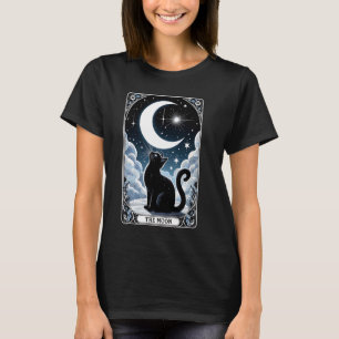 Camiseta La carta de tarot de la luna creciente gato negro