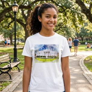 Camiseta La Casa Blanca en Washington DC Acuarela