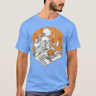 Camiseta La casa de Halloween en la ciudad atormentó la esp