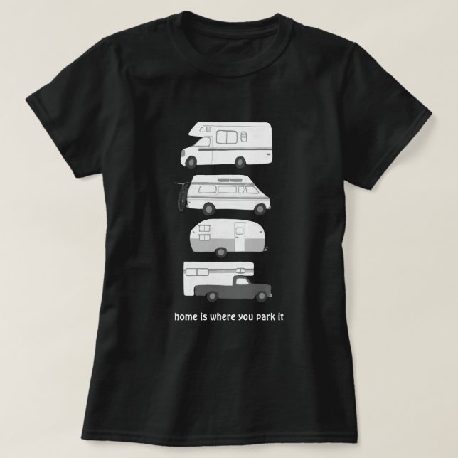 Camiseta ¡La casa es donde la estacionas! Campervan vanlife (Diseño del anverso)