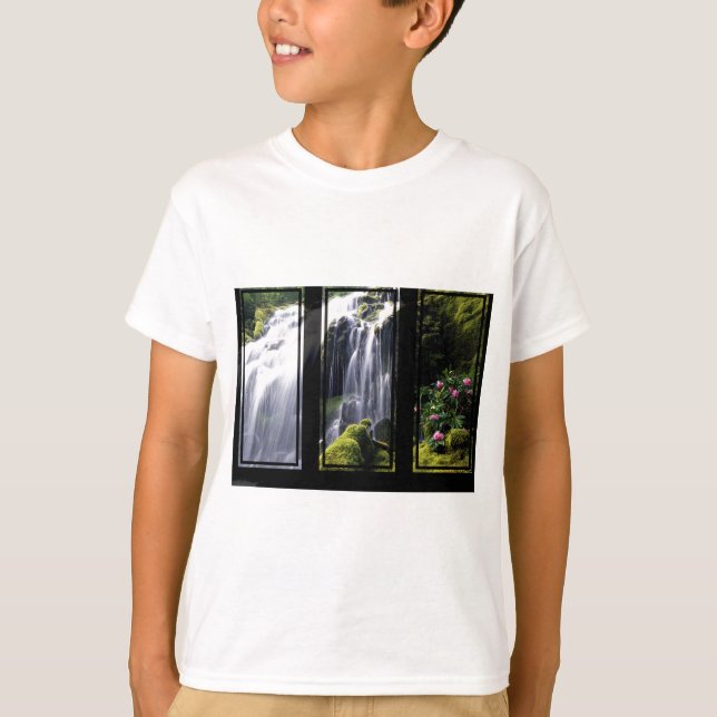 Camiseta La cascada de la jungla: Triptych Digital Art (Anverso)