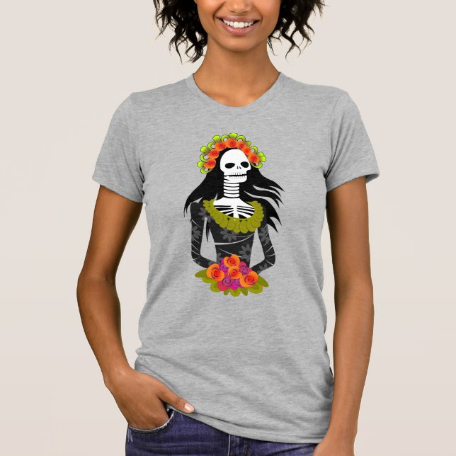 Camiseta La Catarina ilustrada para el Día de los Muertos (Anverso)