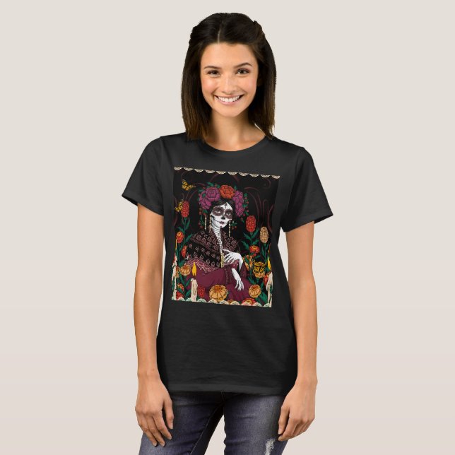 Camiseta La Catrina - Día de la Floral Muerta (Anverso completo)