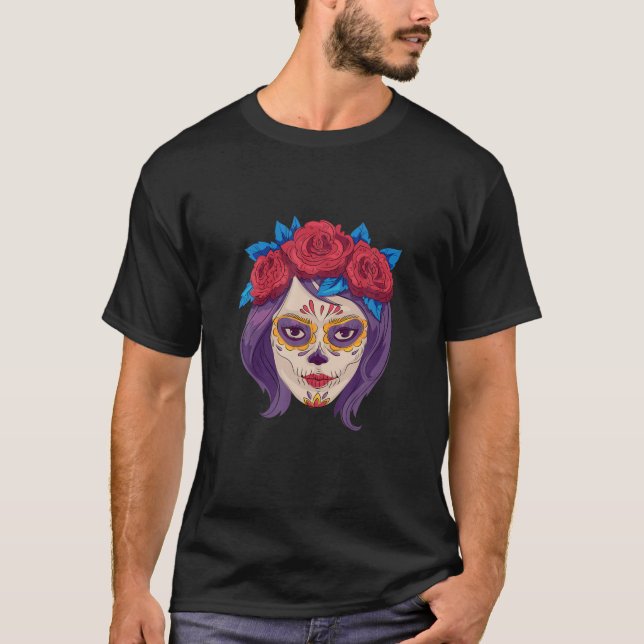 Camiseta La Catrina Diseño Tattoo Mask Skull México Día De (Anverso)