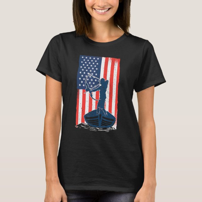 Camiseta La caza de ballenas con la bandera estadounidense (Anverso)