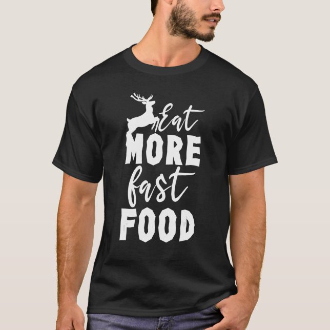 Camiseta La Caza De Cerebros Comen Comida Más Rápida Para L (Anverso)