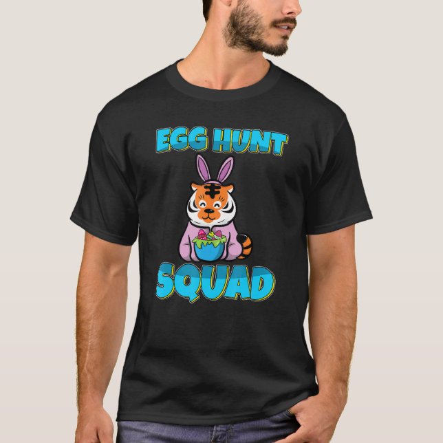 Camiseta La caza de huevos de la brigada Cute el tigre y la (Anverso)