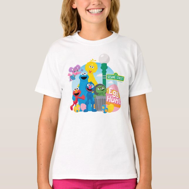 Camiseta La caza de huevos de Semana Santa de Plaza Sésamo (Anverso)