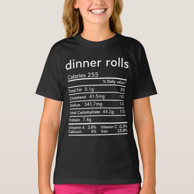 Camiseta la cena rolliza los datos nutricionales es gracios (Anverso)