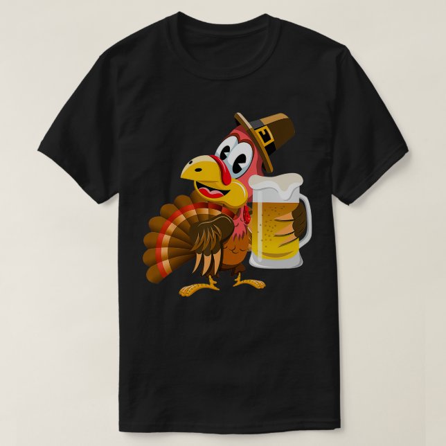 Camiseta La cerveza divertida de Acción de Gracias Turquía (Diseño del anverso)