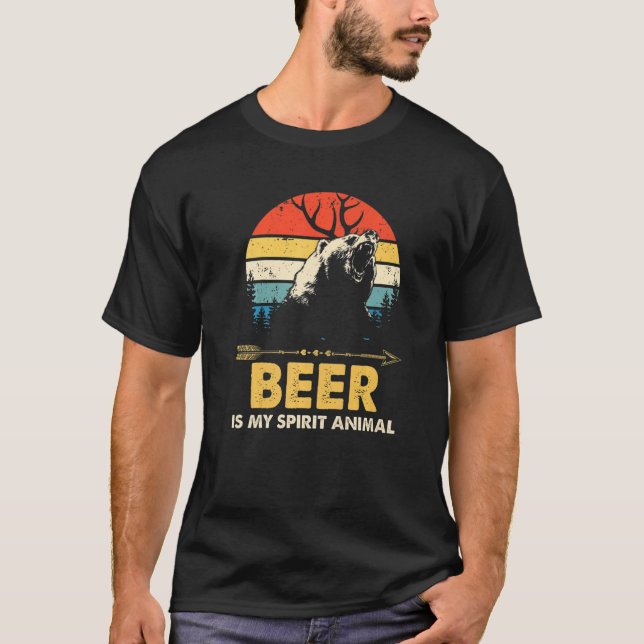 Camiseta La Cerveza Es Mi Espíritu El Oso Animal Beer Pub R (Anverso)