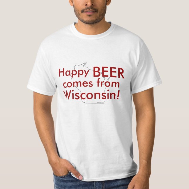 Camiseta La cerveza feliz viene de Wisconsin (Anverso)