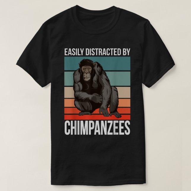 Camiseta La Ch Distrae Fácilmente La Cita De Chimpancé Retr (Diseño del anverso)