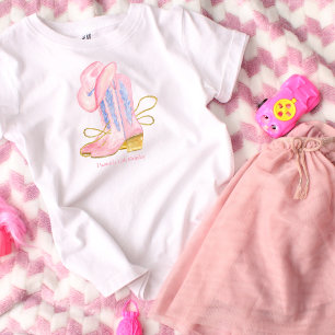 Camiseta La chica de vaca occidental rosa personalizada