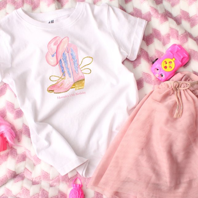 Camiseta La chica de vaca occidental rosa personalizada (Subido por el creador)