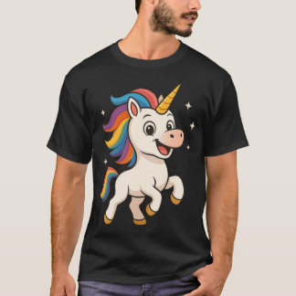 Camiseta La chica del unicornio arcoíris que se ríe a carca