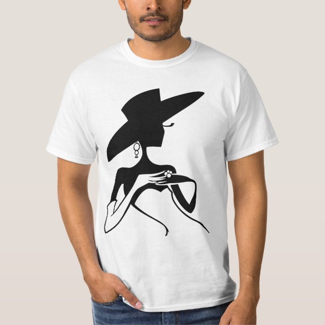 Camiseta La chica vogue un lindo cielo blanco negro (Anverso)