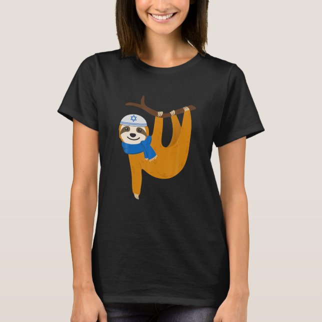 Camiseta La chiflada eslovaca Hanukkah Lazy Sloths ama a fa (Anverso)
