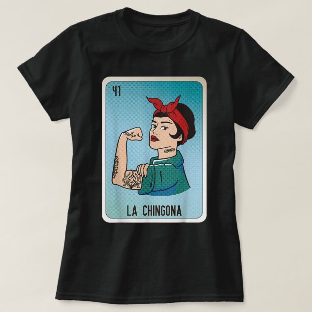 Camiseta La Chingona: Cartas de Bingo Chicano (Diseño del anverso)