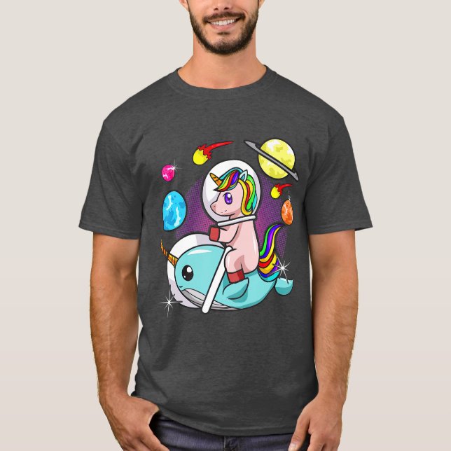 Camiseta La ciencia del astronauta espacial Unicorn Narwhal (Anverso)