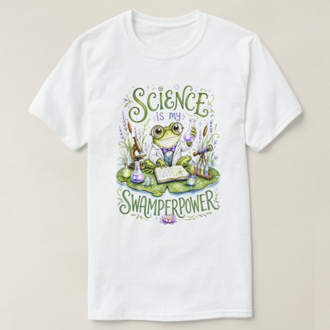 Camiseta La ciencia es mi rana superpoderosa científica (Diseño del anverso)
