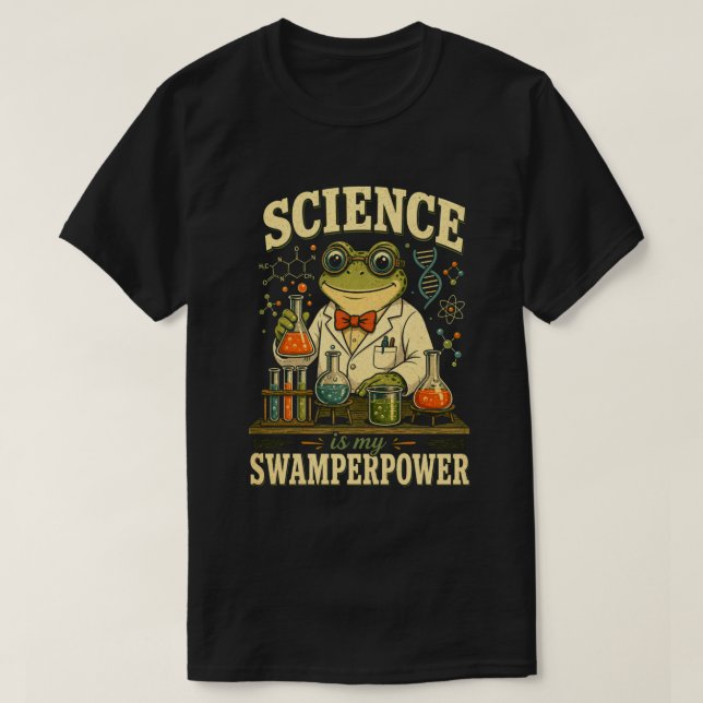 Camiseta La ciencia es mi rana superpoderosa científica (Diseño del anverso)