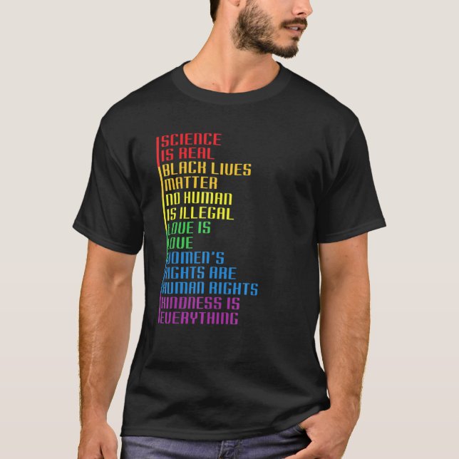 Camiseta La ciencia es real LGBT-Q Rainbow Flag Priu (Anverso)