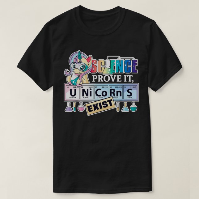 Camiseta La ciencia lo prueba, las Unicornios se vuelven có (Diseño del anverso)