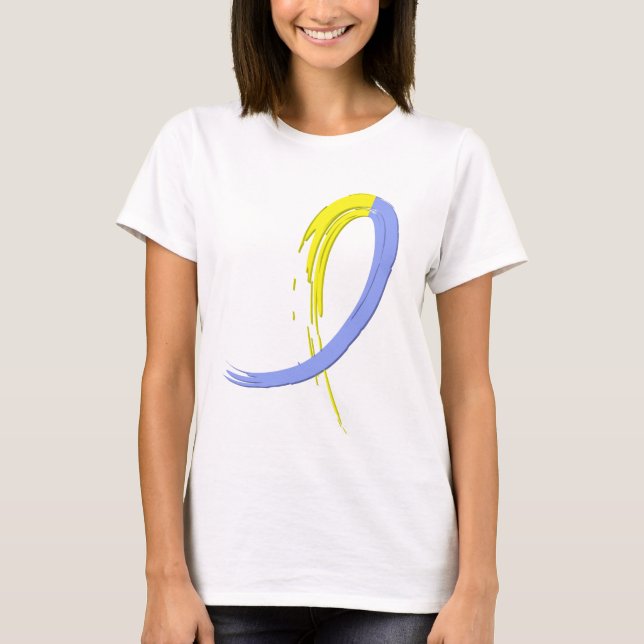 Camiseta La cinta azul y amarilla A4 de Síndrome de Down (Anverso)