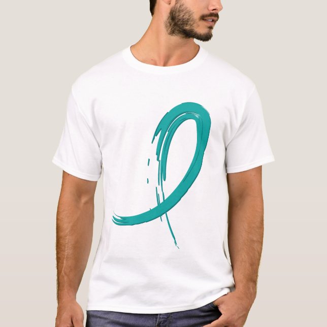 Camiseta La cinta verde azulada A4 del cáncer ovárico (Anverso)