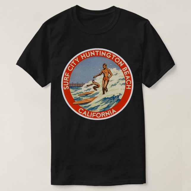 CAMISETA LA CIUDAD DE HUNTINGTON BEACH SOBREVIVIENDO CALIFO (Diseño del anverso)