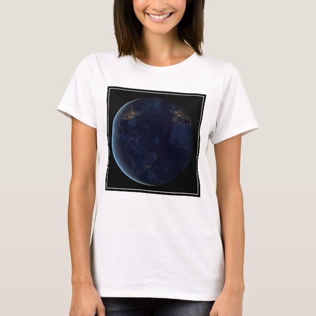 Camiseta La ciudad de la Tierra se ilumina de noche (Anverso)