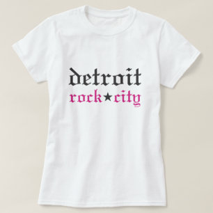 Camiseta La ciudad de rock de Detroit - Mujeres negras rosa