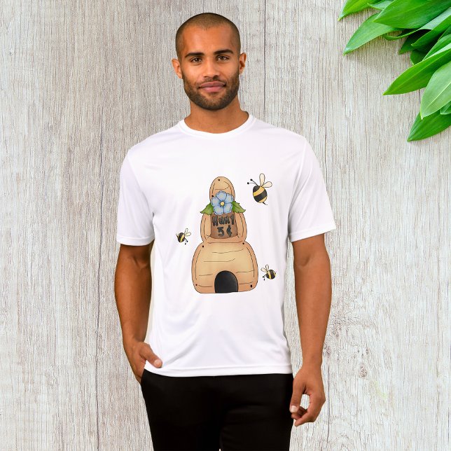 Camiseta La colmena de miel con flores azules y abejas (Subido por el creador)