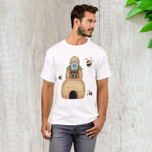 Camiseta La colmena de miel con flores azules y abejas