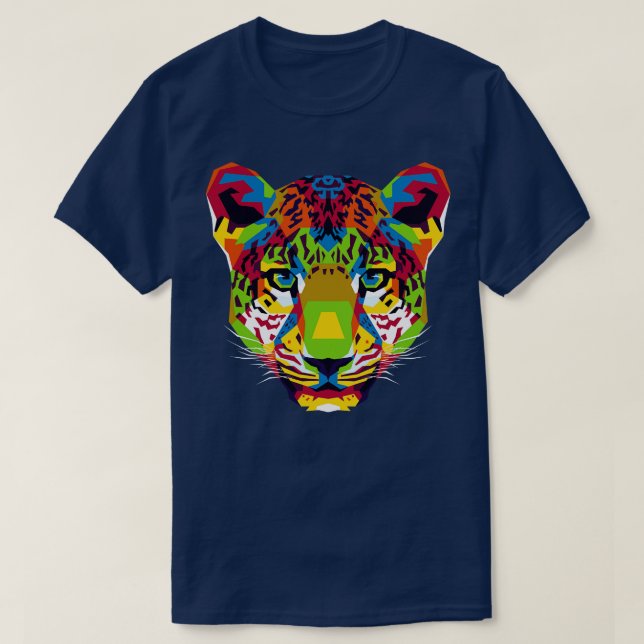 Camiseta La colorida cabeza del leopardo (Diseño del anverso)